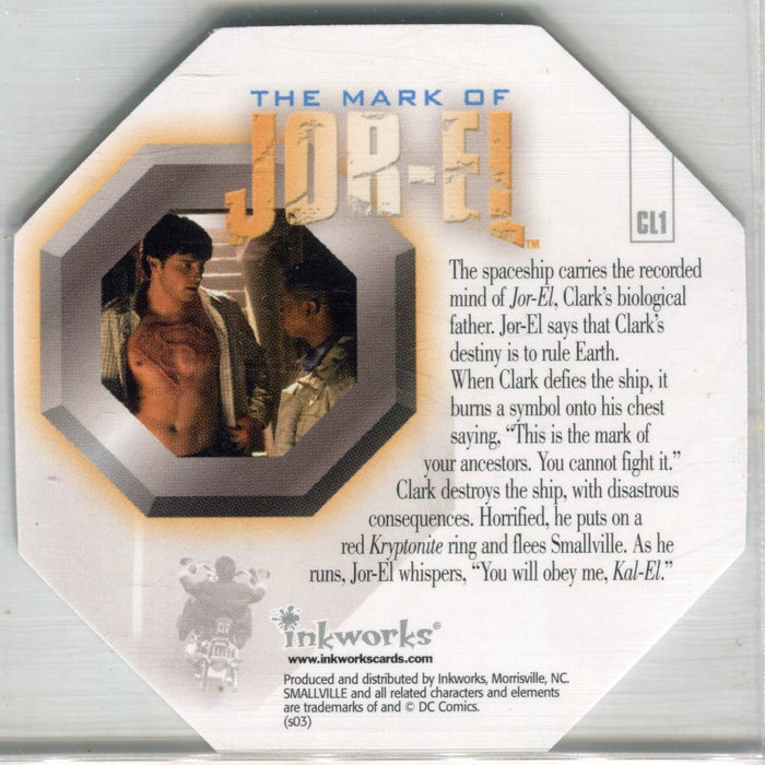 Smallville Season Two The Mark of Jor-El Case Topper Chase Card CL1   - TvMovieCards.com