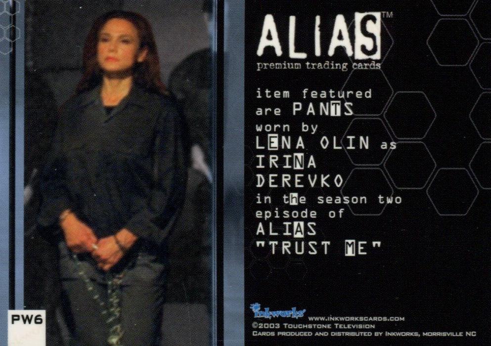 Alias Season 2 Lina Olin as Irina Derevko Pieceworks Costume Card PW6   - TvMovieCards.com