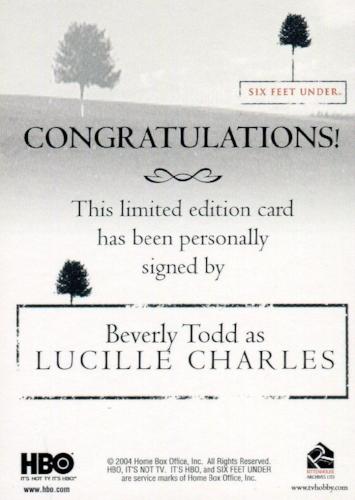 Six Feet Under Seasons 1 & 2 Beverly Todd as Lucille Charles Autograph Card   - TvMovieCards.com