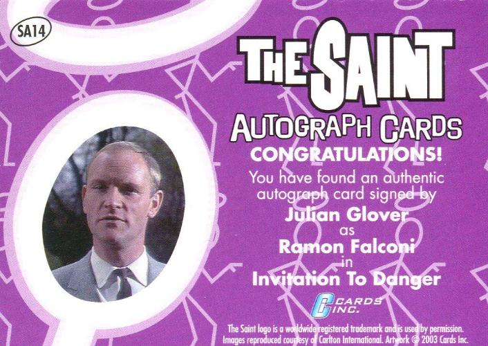 Saint The Very Best of The Saint Julian Glover Autograph Card SA14   - TvMovieCards.com
