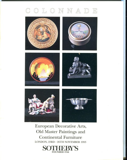 Sothebys Auction Catalog Nov 1993 Old Master Paintings Continental Furniture   - TvMovieCards.com