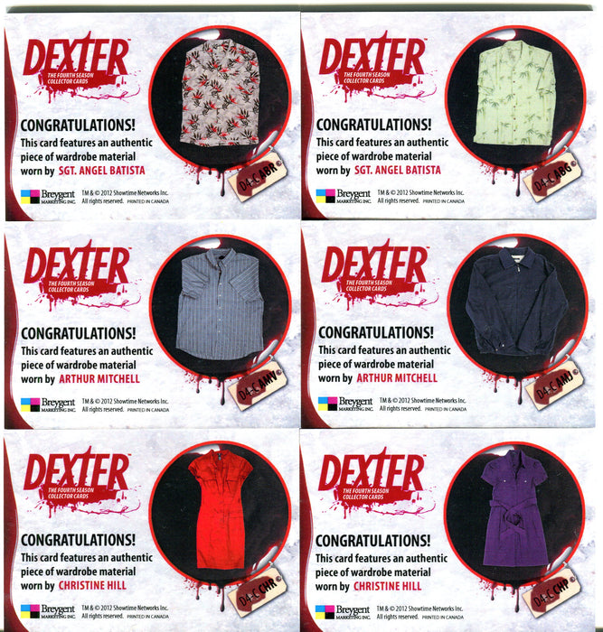 Dexter Season Four Wardrobe Costume Card Set D4-C ABG - D4-C WS DMC   - TvMovieCards.com
