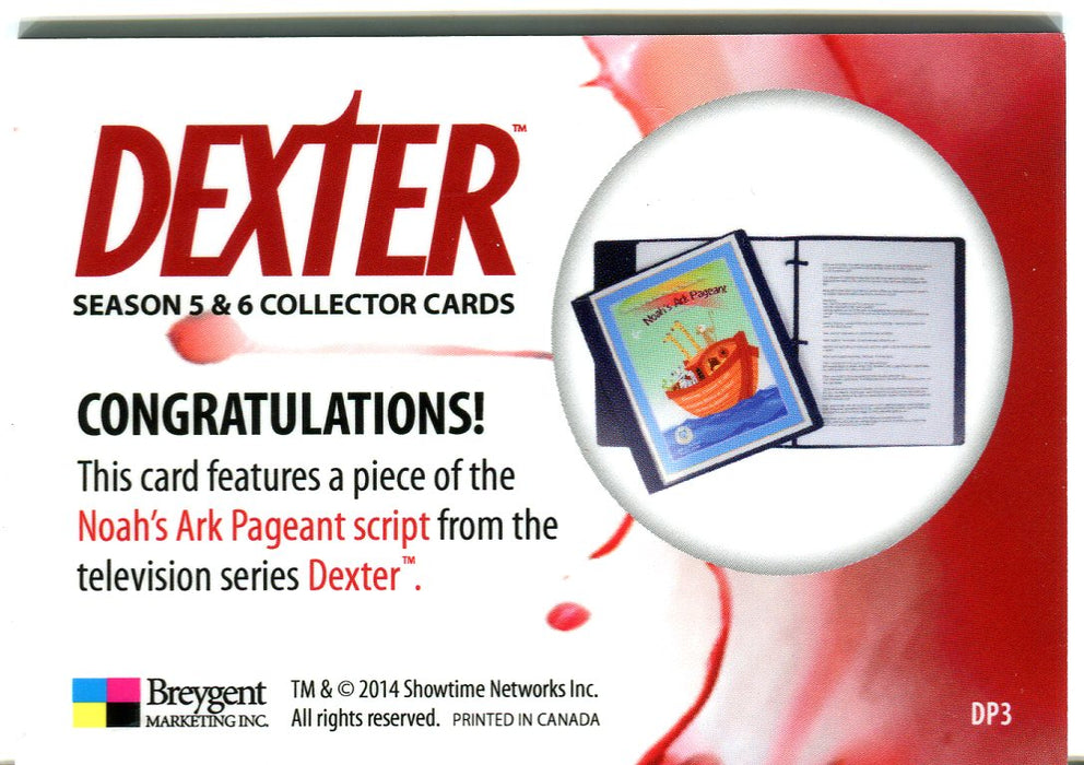 Dexter Season 5 & 6 Prop Relic Card DP3 Noah's Ark Pageant Script   - TvMovieCards.com
