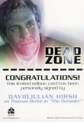 Dead Zone Seasons 1 & 2 David Julian Hirsh as Thomas Berke Autograph Card   - TvMovieCards.com