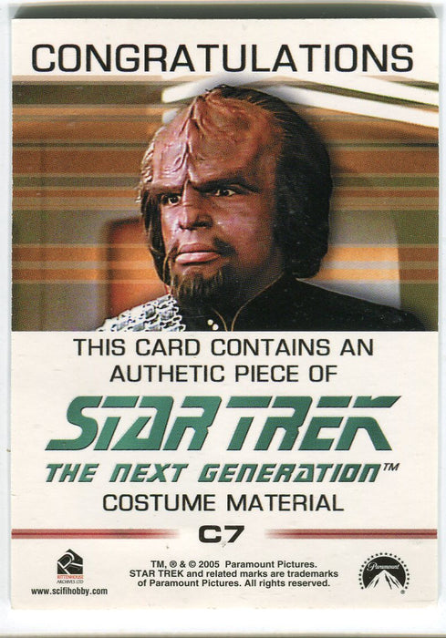 Star Trek Quotable Next Generation TNG Costume Card C7 Lieutenant Worf Black   - TvMovieCards.com