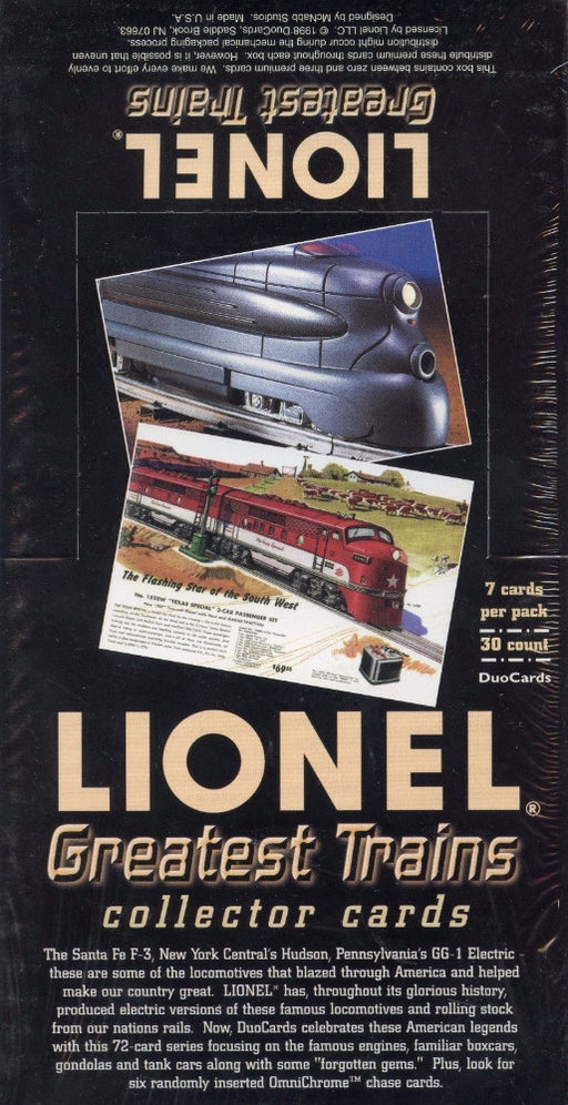 Lionel Greatest Trains Card Box 30 Packs Duocards 1998   - TvMovieCards.com
