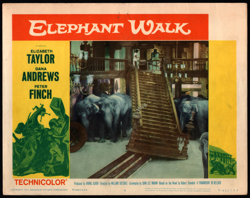 1960R Elephant Walk #1 Lobby Card 11x14 Elizabeth Taylor Dana Andrews Peter Finc - TvMovieCards.com