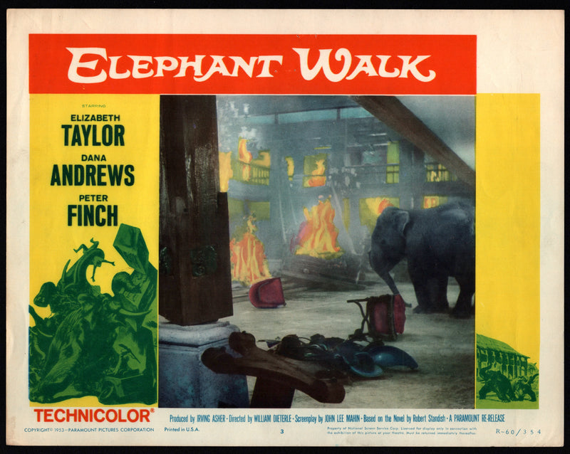 1960R Elephant Walk #3 Lobby Card 11x14 Elizabeth Taylor Dana Andrews Peter Finc - TvMovieCards.com