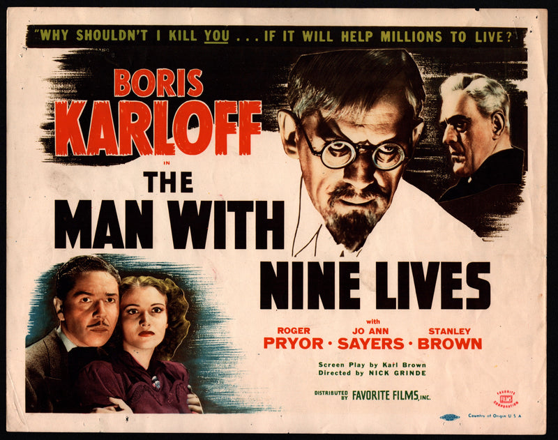 1947R Man With Line Lives Title Lobby Card 11 x 14 Boris Karloff Roger Pryor Jo - TvMovieCards.com