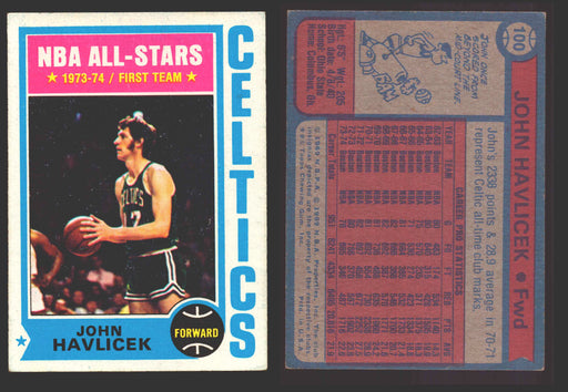 1974-75 Topps Basketball Trading Card You Pick Singles #100-#199 VG/EX #	100 John Havlicek - Boston Celtics AS  - TvMovieCards.com