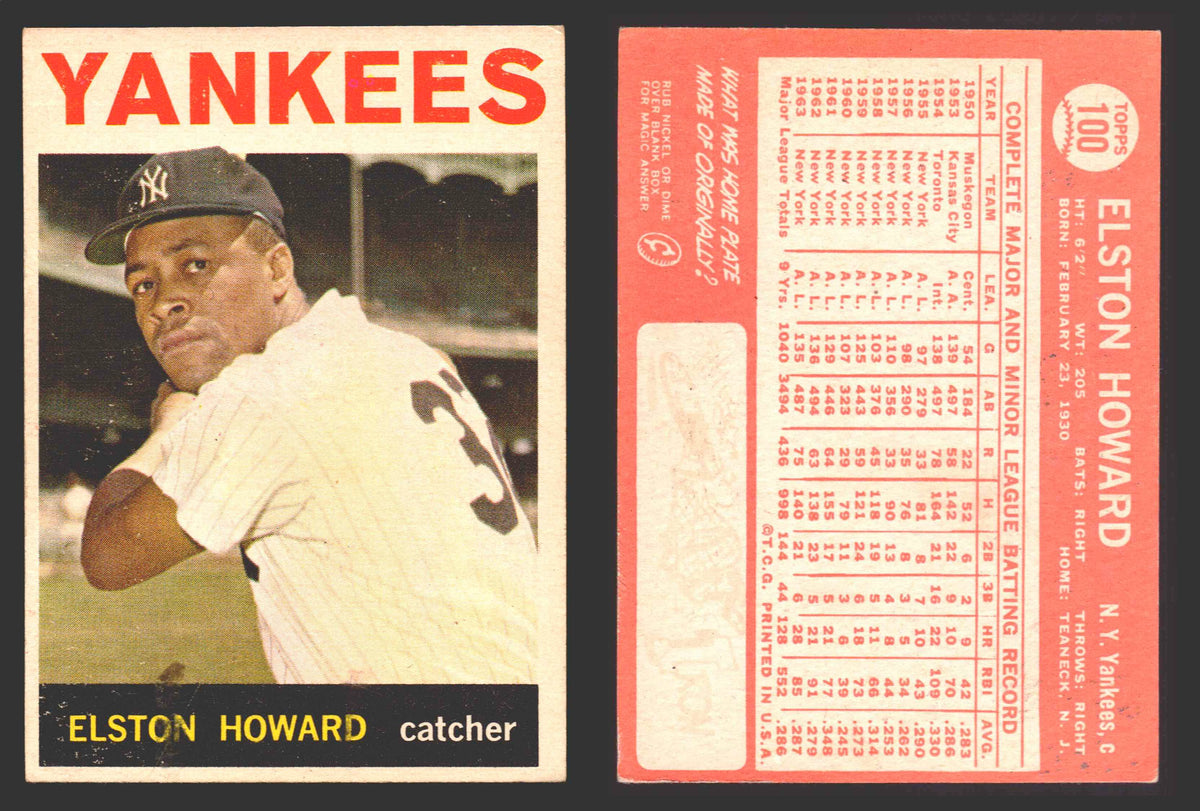 1964 Topps # 100 Elston Howard New York Yankees (Baseball Card) EX Yankees