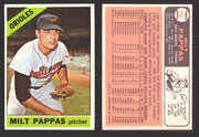 1966 Topps Baseball Trading Card You Pick Singles #100-#399 VG/EX #	105 Milt Pappas - Baltimore Orioles  - TvMovieCards.com