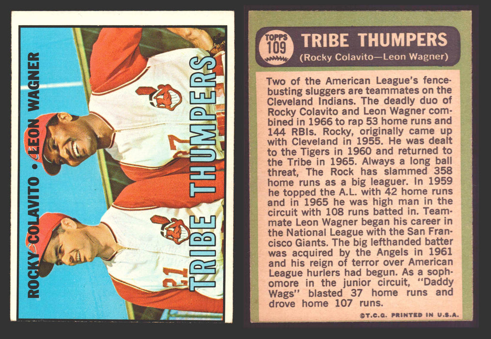 1967 Topps Baseball Trading Card You Pick Singles #100-#199 VG/EX #	109 Tribe Thumpers - Rocky Colavito / Leon Wagner  - TvMovieCards.com