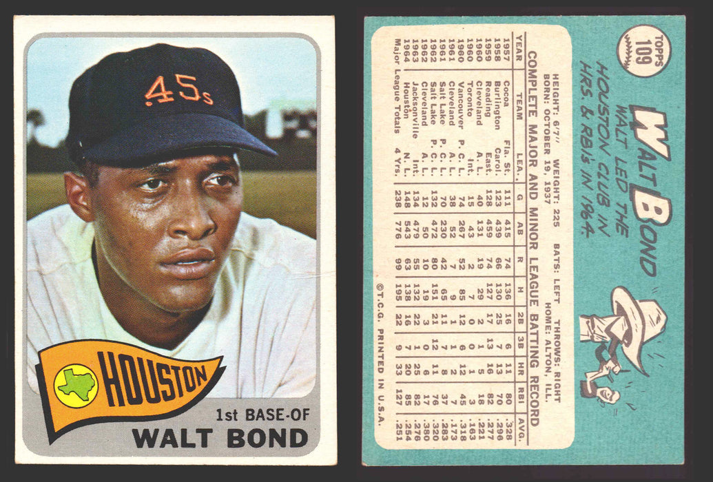 1965 Topps Baseball Trading Card You Pick Singles #100-#199 VG/EX #	109 Walt Bond - Houston Astros  - TvMovieCards.com