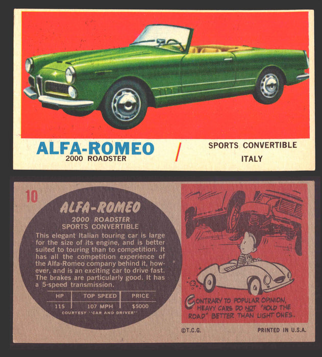 1961 Topps Sports Cars (Gray Back) Vintage Trading Cards #1-#66 You Pick Singles #10   Alfa-Romeo 2000 Roadster  - TvMovieCards.com