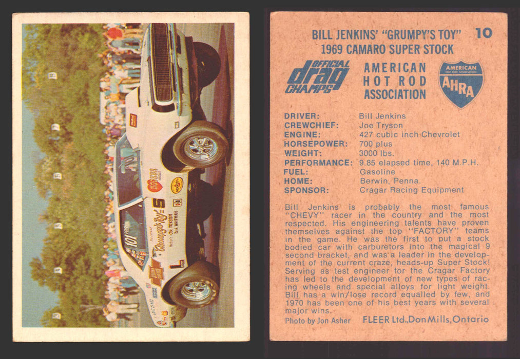 AHRA Official Drag Champs 1971 Fleer Canada Trading Cards You Pick Singles #1-63 10   Bill Jenkins' "Grumpy's Toy"                     1969 Camaro Super Stock  - TvMovieCards.com