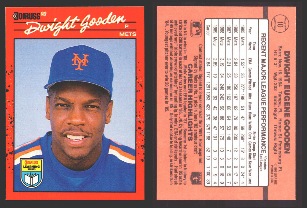 1990 Donruss Baseball Learning Series Trading Card You Pick Singles #1-55 #	10 Dwight Gooden  - TvMovieCards.com