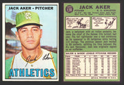 1967 Topps Baseball Trading Card You Pick Singles #100-#199 VG/EX #	110 Jack Aker - Kansas City Athletics (creased)  - TvMovieCards.com
