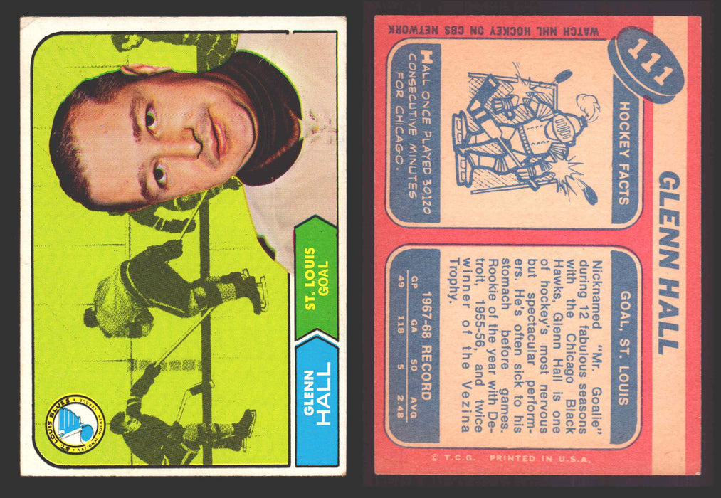 1968-69 Topps NHL Hockey Trading Card You Pick Singles #1-#118 VG/EX #	111 Glenn Hall (HOF)  - TvMovieCards.com