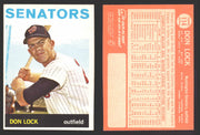 1964 Topps Baseball Trading Card You Pick Singles #100-#199 VG/EX #	114 Don Lock - Washington Senators  - TvMovieCards.com