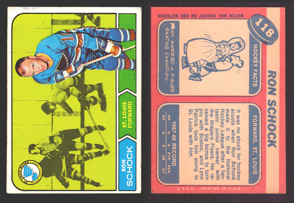 1968-69 Topps NHL Hockey Trading Card You Pick Singles #1-#118 VG/EX #	118 Ron Schock  - TvMovieCards.com