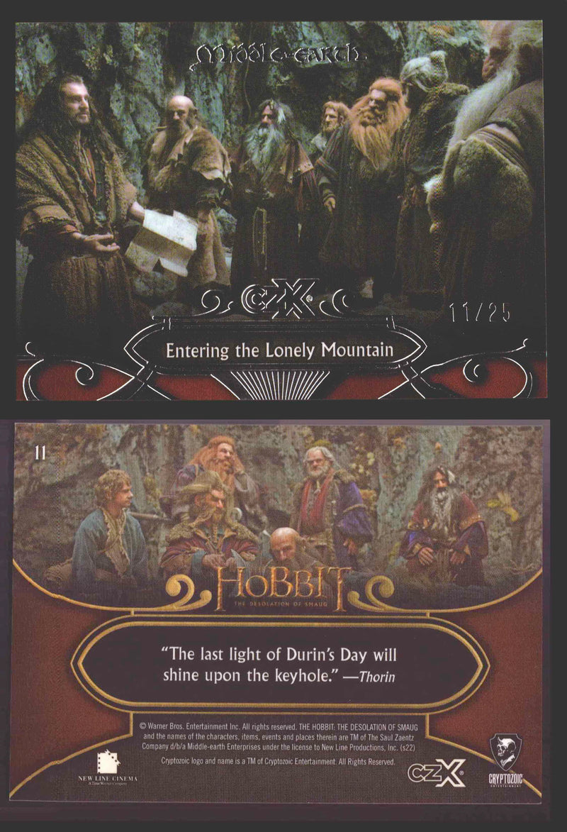 2022 Cryptozoic CZX Middle Earth Silver Parallel Base Card Singles 1-50 #/25 11 Entering the Lonely Mountain - TvMovieCards.com