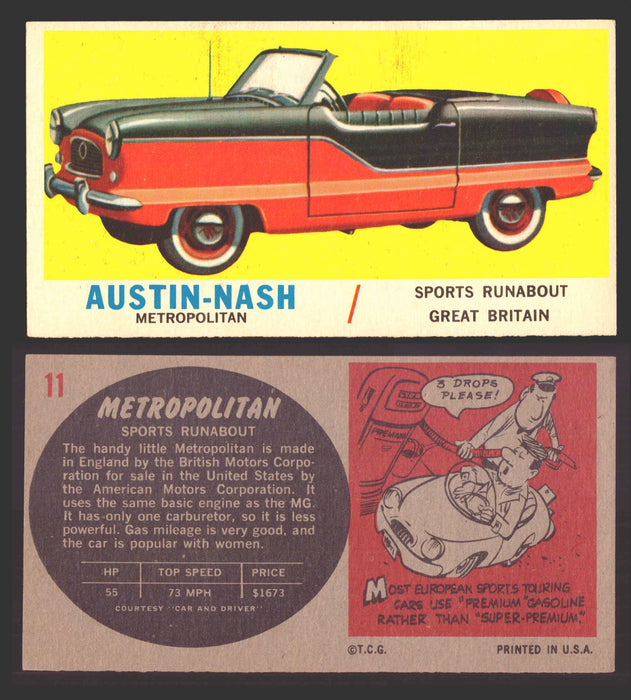 1961 Topps Sports Cars (Gray Back) Vintage Trading Cards #1-#66 You Pick Singles #11   Austin-Nash Metropolitan  - TvMovieCards.com
