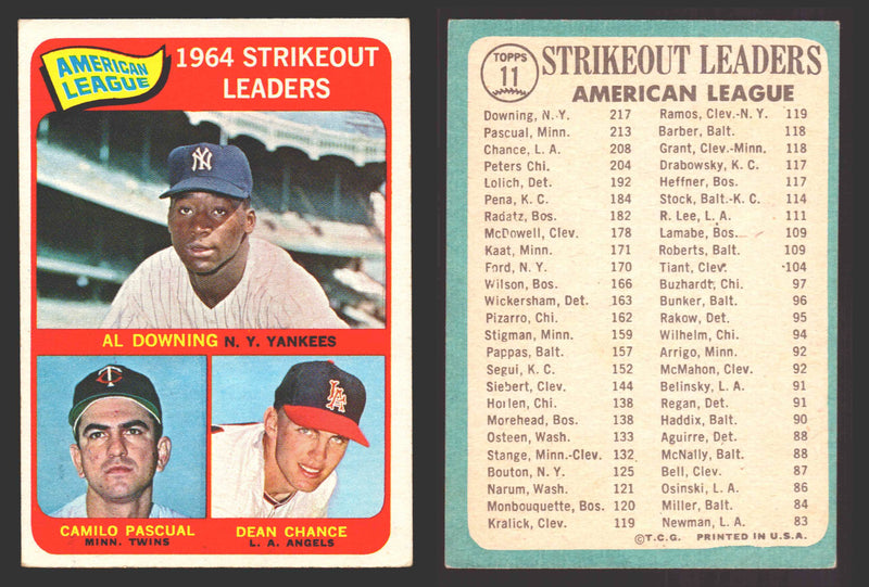 1965 Topps Baseball Trading Card You Pick Singles #1-#99 VG/EX   - TvMovieCards.com