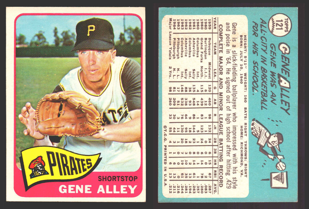 1965 Topps Baseball Trading Card You Pick Singles #100-#199 VG/EX #	121 Gene Alley - Pittsburgh Pirates  - TvMovieCards.com