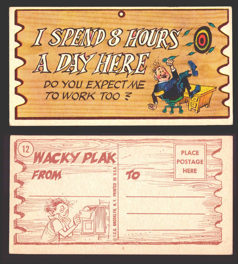 Wacky Plaks 1959 Topps Vintage Trading Cards You Pick Singles #1-88 #	 12   I spend 8 hours a day here - Do you expect me to work too?  - TvMovieCards.com