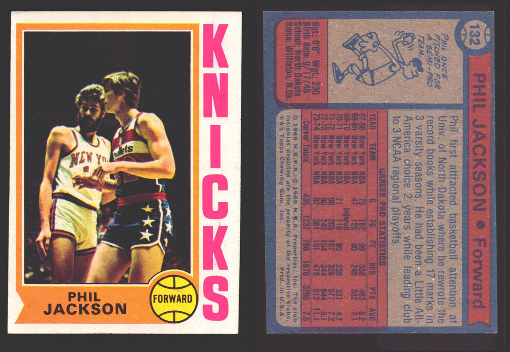 1974-75 Topps Basketball Trading Card You Pick Singles #100-#199 VG/EX #	132 Phil Jackson - New York Knicks  - TvMovieCards.com