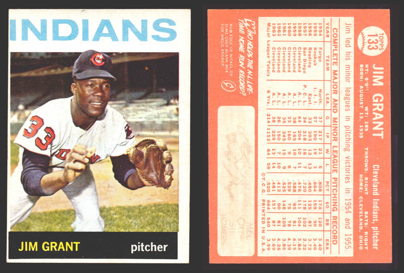 1964 Topps Baseball Trading Card You Pick Singles #100-#199 VG/EX #	133 Mudcat Grant - Cleveland Indians  - TvMovieCards.com