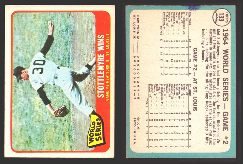 1965 Topps Baseball Trading Card You Pick Singles #100-#199 VG/EX #	133 World Series Game 2 - Stottlemyre Wins  - TvMovieCards.com