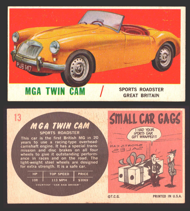 1961 Topps Sports Cars (White Back) Vintage Trading Cards #1-#66 You Pick Single #13 MGA Twin Cam - TvMovieCards.com