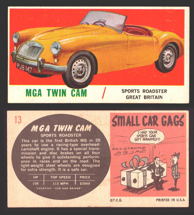 1961 Topps Sports Cars (White Back) Vintage Trading Cards #1-#66 You Pick Singles #13   MGA Twin Cam  - TvMovieCards.com