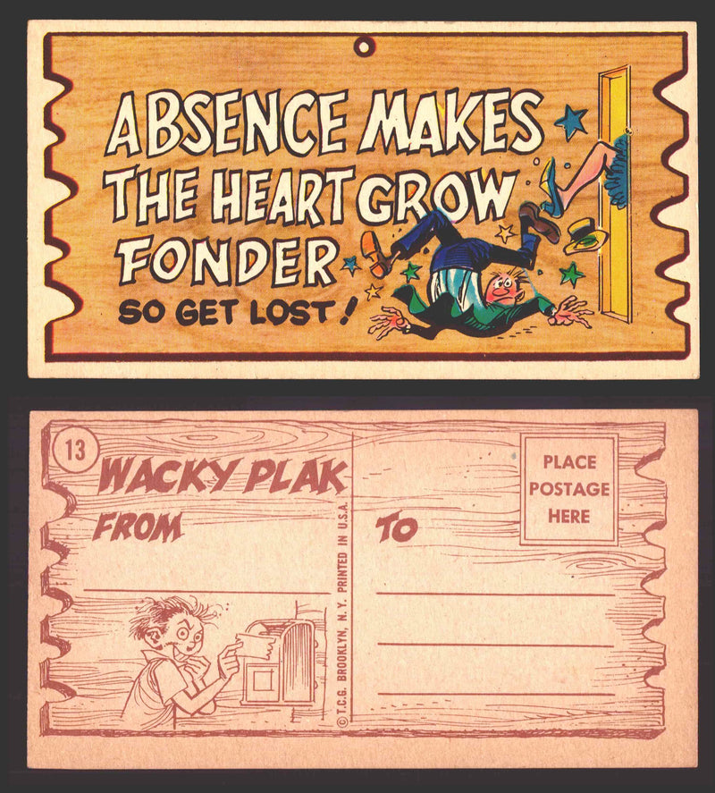 Wacky Plaks 1959 Topps Vintage Trading Cards You Pick Singles #1-88 #	 13   Absence makes the heart grow fonder - so get lost  - TvMovieCards.com