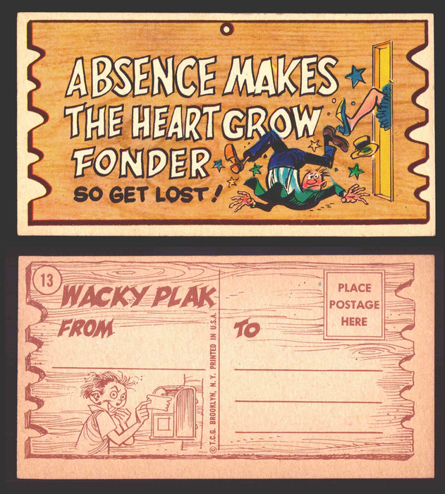 Wacky Plaks 1959 Topps Vintage Trading Cards You Pick Singles #1-88 #	 13   Absence makes the heart grow fonder - so get lost  - TvMovieCards.com