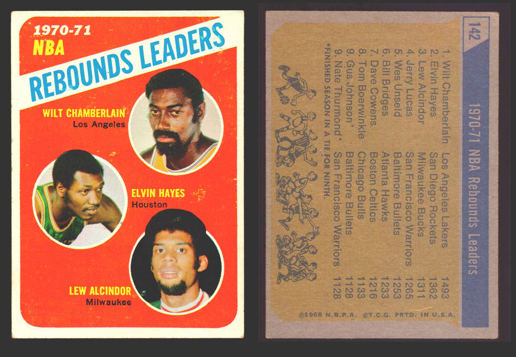 1970-71 Topps Basketball Trading Card You Pick Singles #1-#151 VG/EX #	142 Wilt Chamberlain / Elvin Hayes / Lew Alcindor LL  - TvMovieCards.com