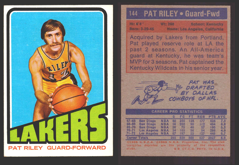 1971-72 Topps Basketball Trading Card You Pick Singles #1-#253 VG/EX #	144 Pat Riley - Los Angeles Lakers  - TvMovieCards.com