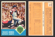 1963 Topps Baseball Trading Card You Pick Singles #100-#199 VG/EX #	146 World Series Game 5 - Tresh's Homer Defeats Giants  - TvMovieCards.com
