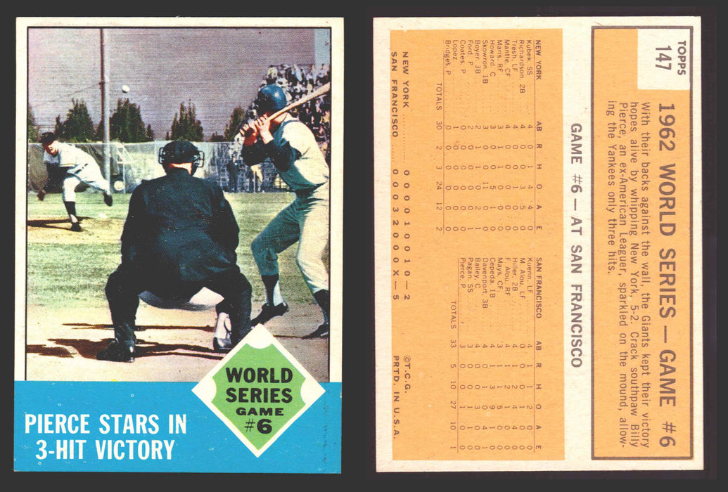 1963 Topps Baseball Trading Card You Pick Singles #100-#199 VG/EX #	147 World Series Game 6 - Pierce Stars In 3-Hit Victory  - TvMovieCards.com