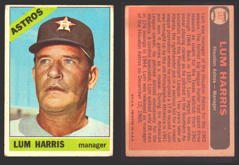 1966 Topps Baseball Trading Card You Pick Singles #100-#399 VG/EX #	147 Lum Harris - Houston Astros  - TvMovieCards.com