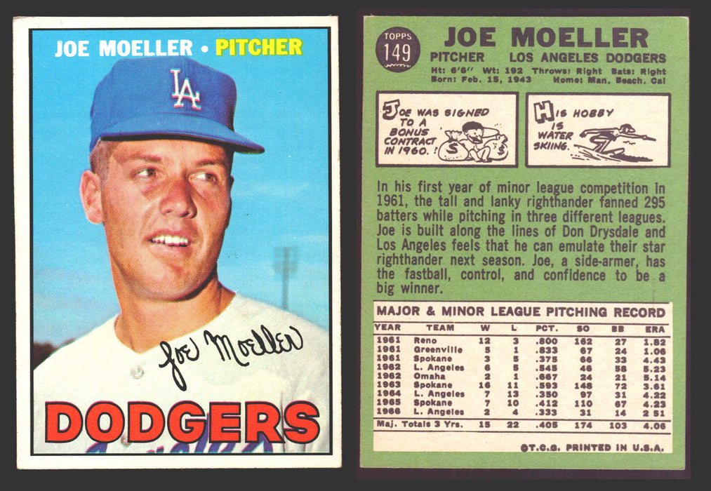 1967 Topps Baseball Trading Card You Pick Singles #100-#199 VG/EX #	149 Joe Moeller - Los Angeles Dodgers  - TvMovieCards.com