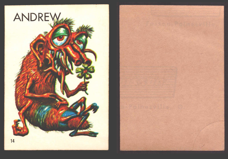 1968 Ugly Name Stickers OPC/Fasson Trading Card You Pick Singles #1-44 Variants #14 Andrew - TvMovieCards.com