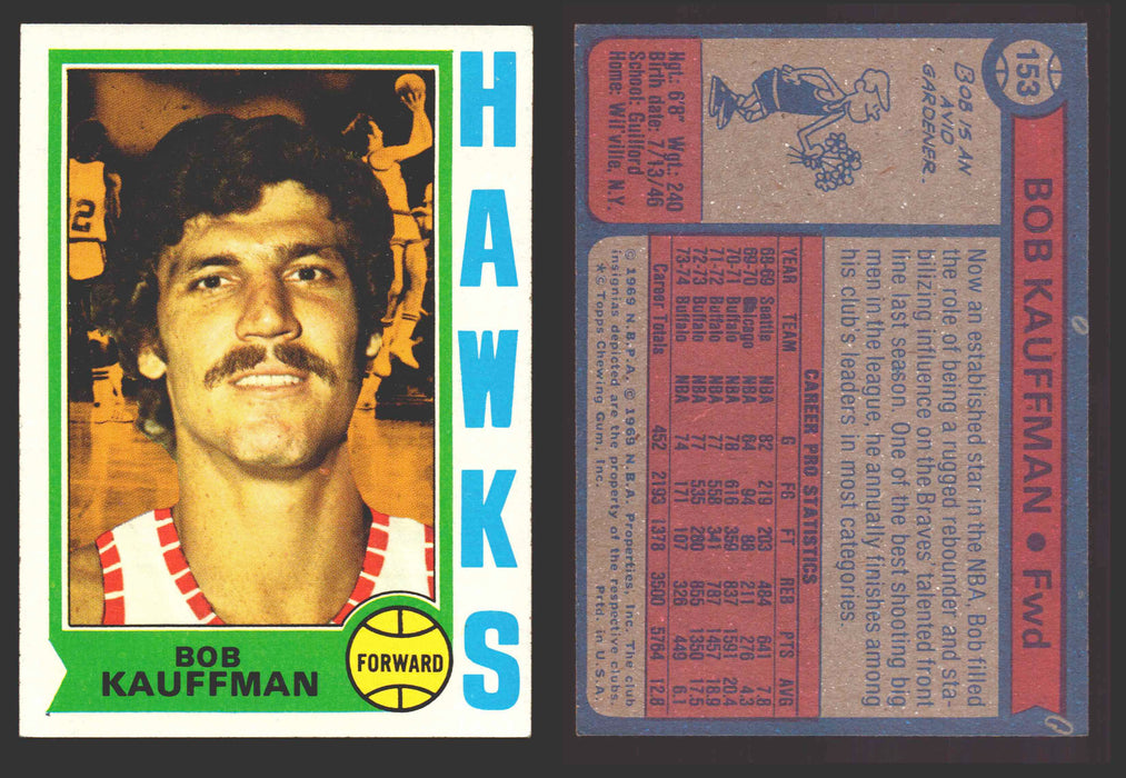 1974-75 Topps Basketball Trading Card You Pick Singles #100-#199 VG/EX #	153 Bob Kauffman - Atlanta Hawks  - TvMovieCards.com