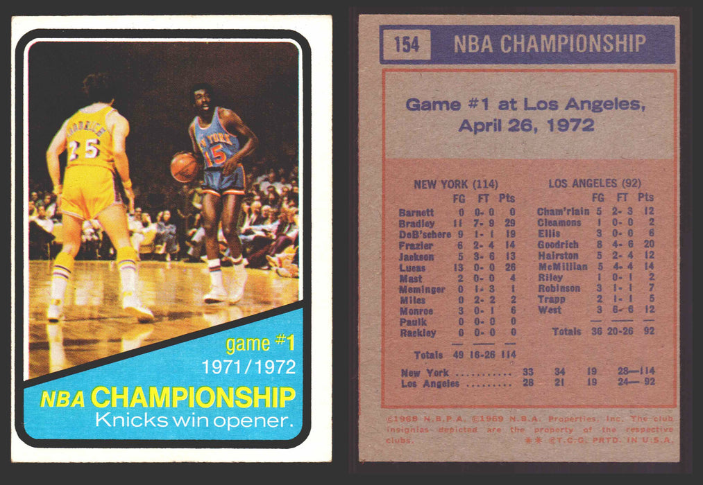 1971-72 Topps Basketball Trading Card You Pick Singles #1-#253 VG/EX #	154 NBA Championship Game 1 - Knicks vs. Lakers  - TvMovieCards.com