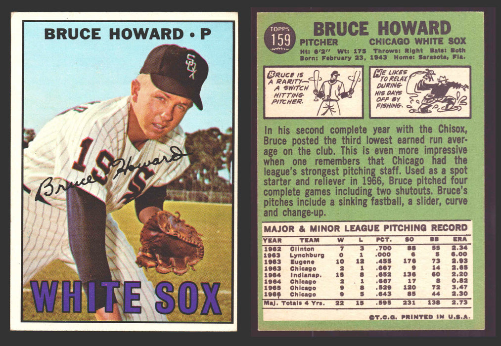 1967 Topps Baseball Trading Card You Pick Singles #100-#199 VG/EX #	159 Bruce Howard - Chicago White Sox  - TvMovieCards.com