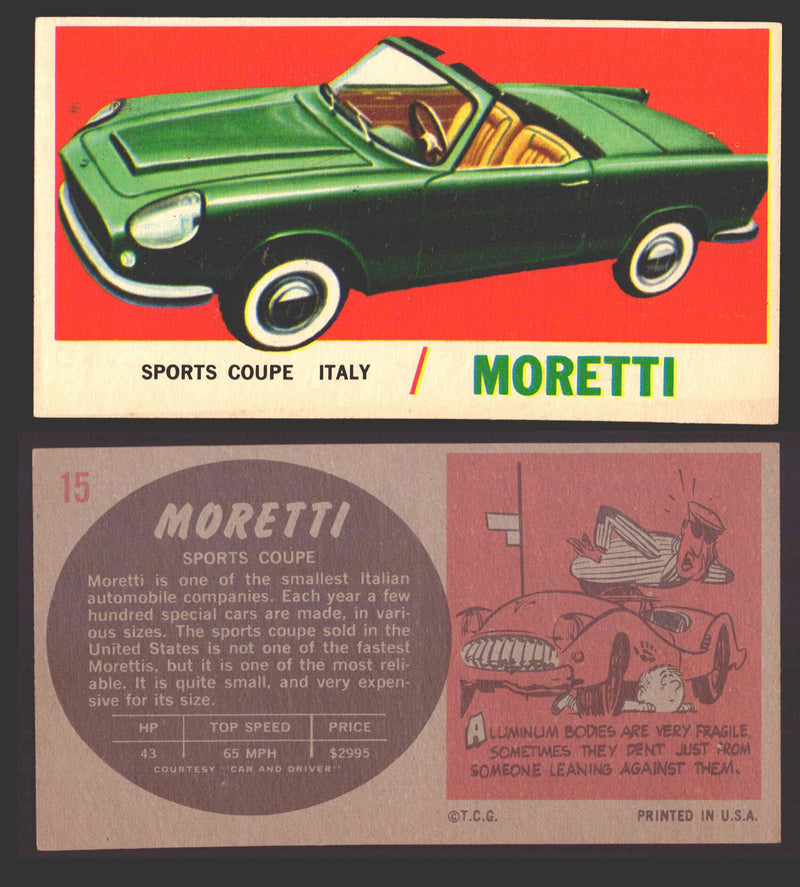 1961 Topps Sports Cars (Gray Back) Vintage Trading Cards #1-#66 You Pick Singles #15   Moretti  - TvMovieCards.com