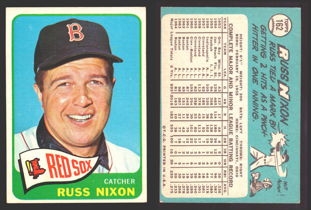 1965 Topps Baseball Trading Card You Pick Singles #100-#199 VG/EX #	162 Russ Nixon - Boston Red Sox  - TvMovieCards.com