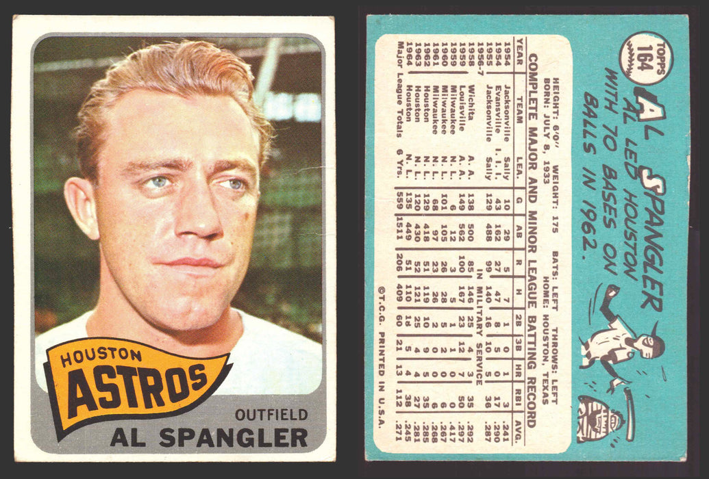 1965 Topps Baseball Trading Card You Pick Singles #100-#199 VG/EX #	164 Al Spangler - Houston Astros  - TvMovieCards.com